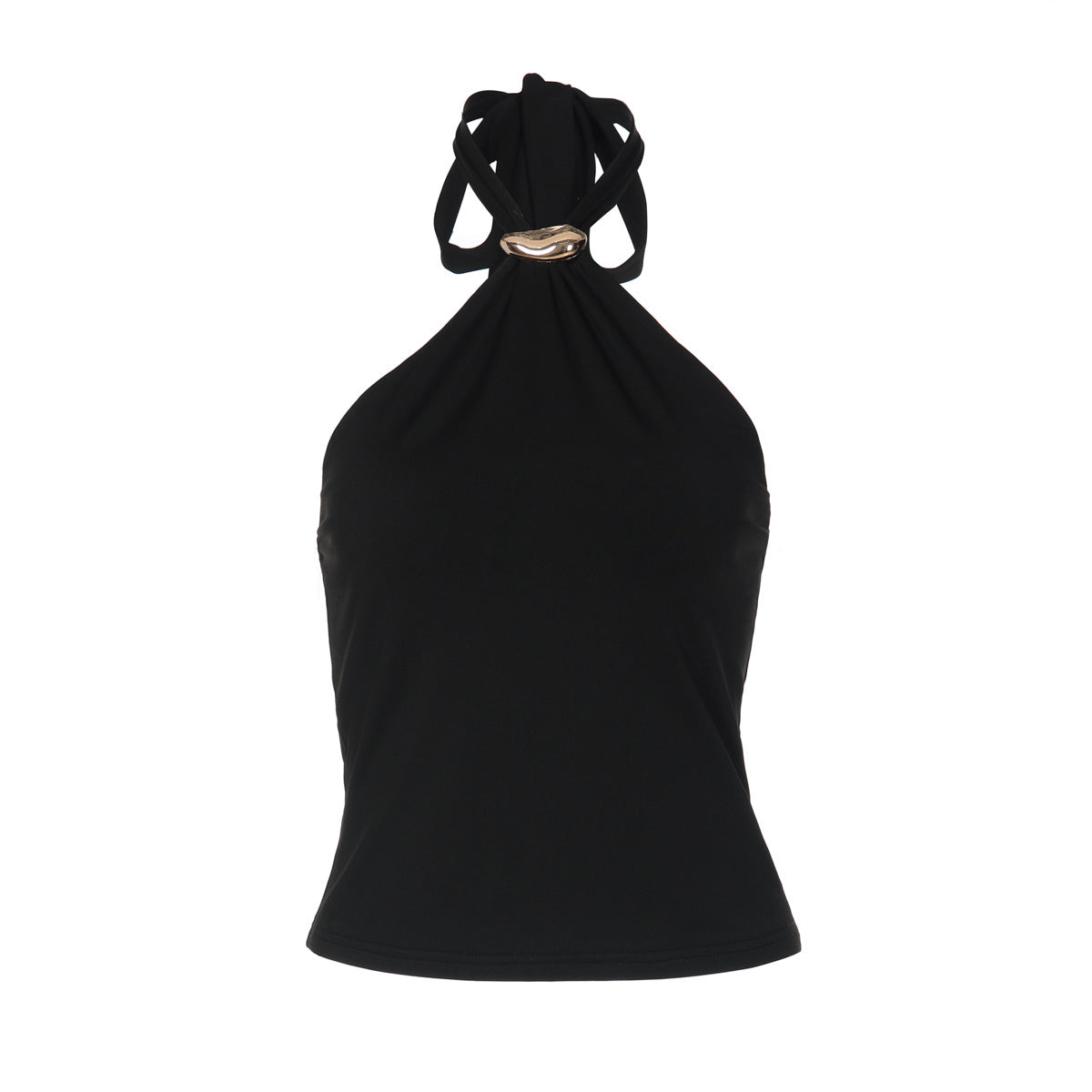 French Adjustable Buckle Lace up Top for Women Spring Sexy Backless Solid Color Tube Top Vest